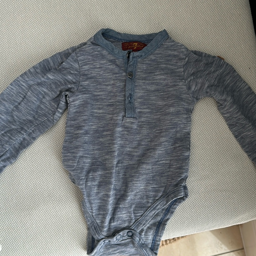 7 for All Mankind Baby Onesie - blue